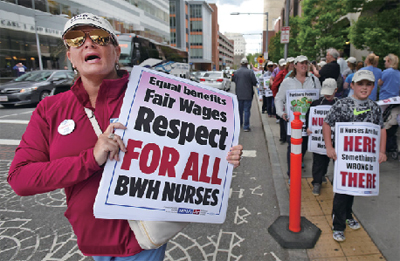 지난 5월 27일, 브리검 여성 병원 간호사들의 거리 행진 모습