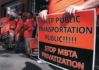 MBTA 민영화에 반대하는 조합원들이 연일 반대시위를 벌이고 있다