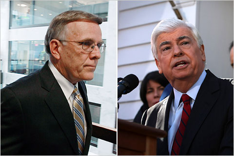 민주당 상원 의원인 바이런 도건 의원(사진 왼쪽)과 크리스토퍼 도드 의원은 중간 선거에 출마하지 않겠다는 입장을 밝혔다.