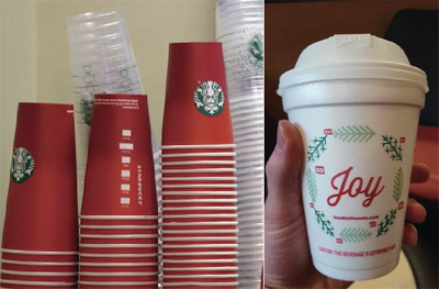 크리스마스 시즌 커피컵의 디자인을 두고 스타벅스를 '보이콧'하고 대신 던킨도넛 커피를 '바이콧'하자는 운동이 벌어지고 있다