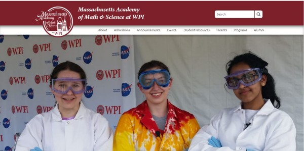 매사추세츠아카데미포매스앤사이언스(Massachusetts Academy for Math and Science in WPI) 웹 화면 갈무리