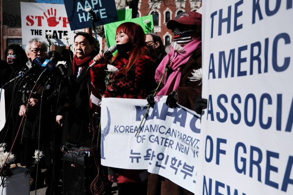 지난해 뉴욕 한인 여성 피살 사건 이후 한인 단체의 집회[AFP 연합뉴스 자료사진]