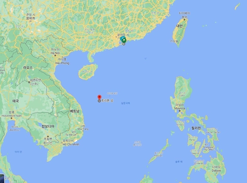 남중국해 파라셀군도 트라이튼섬(붉은색표시)