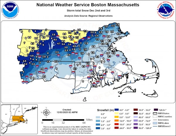 2일 화요일 노이스터의 적설량